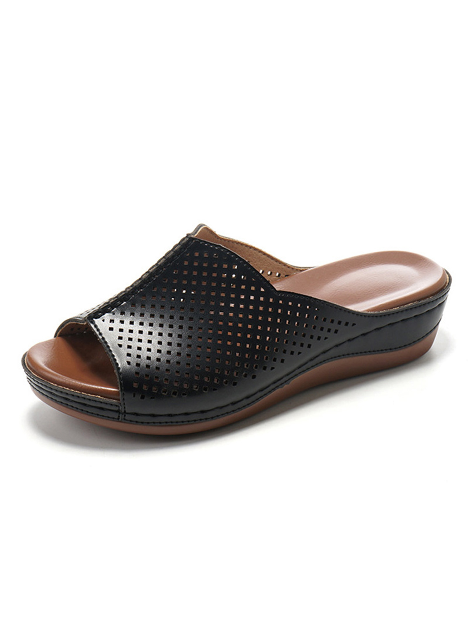 Ladies Women Summer Wedge Heels Slip On Slides Mules Sandals Beach Casual Shoes